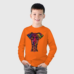 Лонгслив хлопковый детский  Слон с орнаментом, цвет: оранжевый — фото 2