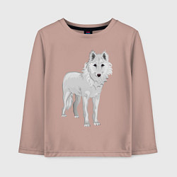 Лонгслив хлопковый детский Белый волк, цвет: пыльно-розовый