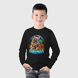 Лонгслив хлопковый детский Рождественский мопс, цвет: черный — фото 2