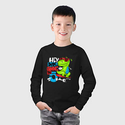 Лонгслив хлопковый детский Dino hipster, цвет: черный — фото 2