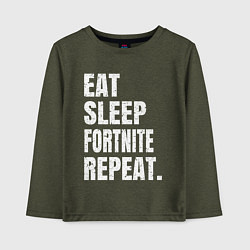 Лонгслив хлопковый детский EAT SLEEP FORTNITE REPEAT, цвет: меланж-хаки