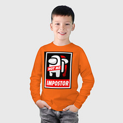 Лонгслив хлопковый детский AMONG US IMPOSTOR, цвет: оранжевый — фото 2
