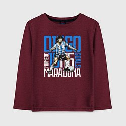 Лонгслив хлопковый детский 10 Diego Maradona, цвет: меланж-бордовый