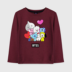 Лонгслив хлопковый детский BT21, цвет: меланж-бордовый