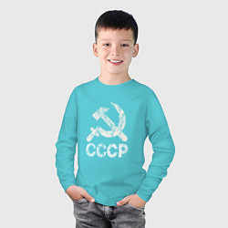 Лонгслив хлопковый детский СССР, цвет: бирюзовый — фото 2