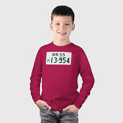 Лонгслив хлопковый детский Initial D Номер, цвет: маджента — фото 2