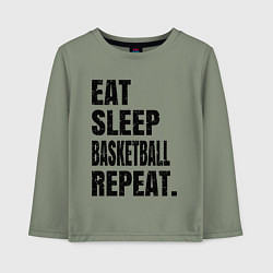 Лонгслив хлопковый детский EAT SLEEP BASKETBALL REPEAT, цвет: авокадо