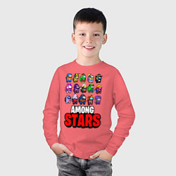 Лонгслив хлопковый детский AMONG US X BRAWL STARS, цвет: коралловый — фото 2