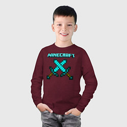 Лонгслив хлопковый детский Minecraft, цвет: меланж-бордовый — фото 2