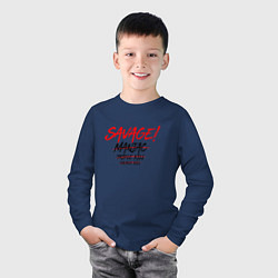 Лонгслив хлопковый детский SAVAGE !, цвет: тёмно-синий — фото 2