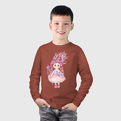 Лонгслив хлопковый детский Весенняя волшебница, цвет: кирпичный — фото 2