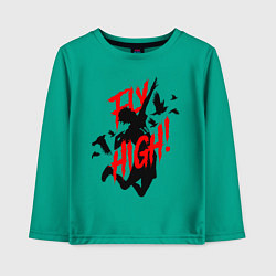 Лонгслив хлопковый детский FLY HIGH! ВОЛЕЙБОЛ, цвет: зеленый