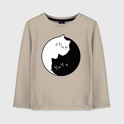 Лонгслив хлопковый детский Yin and Yang cats, цвет: миндальный