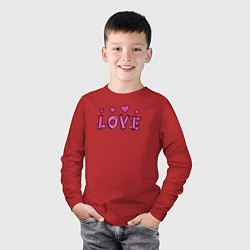 Лонгслив хлопковый детский Love, цвет: красный — фото 2