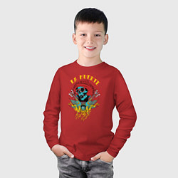Лонгслив хлопковый детский Череп, цвет: красный — фото 2