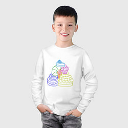 Лонгслив хлопковый детский Пищевая пирамида сладкая, цвет: белый — фото 2