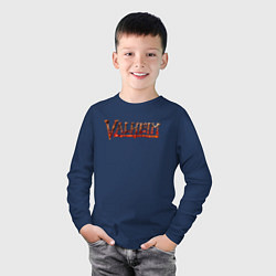 Лонгслив хлопковый детский Valheim огненный лого, цвет: тёмно-синий — фото 2