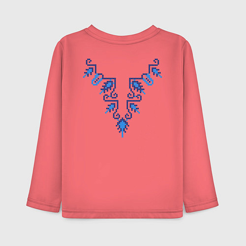 Детский лонгслив Славянский узор сине-голубой / Коралловый – фото 2