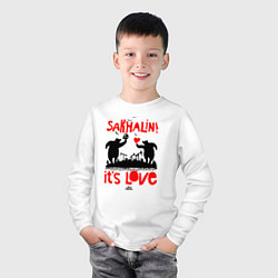 Лонгслив хлопковый детский Сахалин - это любовь, цвет: белый — фото 2