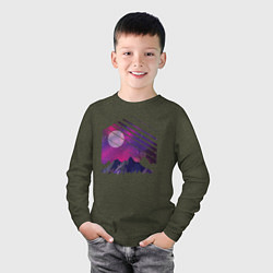 Лонгслив хлопковый детский Mountain Galaxy, цвет: меланж-хаки — фото 2