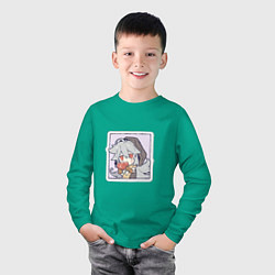 Лонгслив хлопковый детский Рэйзор, цвет: зеленый — фото 2
