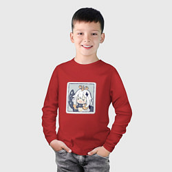 Лонгслив хлопковый детский Паймон, цвет: красный — фото 2