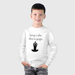 Лонгслив хлопковый детский Keep calm this is yoga, цвет: белый — фото 2