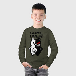 Лонгслив хлопковый детский MONOKUMA GAME OVER, цвет: меланж-хаки — фото 2