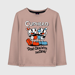 Лонгслив хлопковый детский Cuphead, Dont deal with devil, цвет: пыльно-розовый