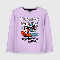 Лонгслив хлопковый детский Cuphead, Dont deal with devil, цвет: лаванда