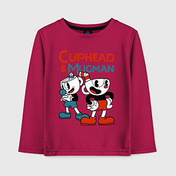 Лонгслив хлопковый детский Cuphead & Mugman, цвет: маджента