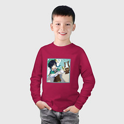 Лонгслив хлопковый детский Венти, цвет: маджента — фото 2