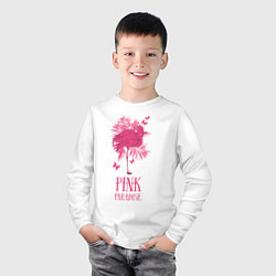 Лонгслив хлопковый детский Pink paradise, цвет: белый — фото 2