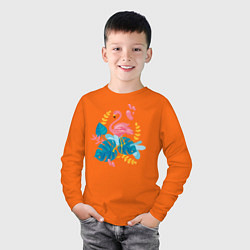 Лонгслив хлопковый детский Фламинго, цвет: оранжевый — фото 2
