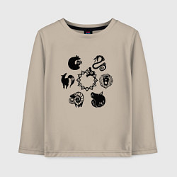 Лонгслив хлопковый детский 7 СМЕРТНЫХ ГРЕХОВ SEVEN DEADLY SINS Z, цвет: миндальный