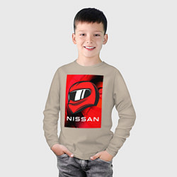 Лонгслив хлопковый детский Nissan - Paint, цвет: миндальный — фото 2