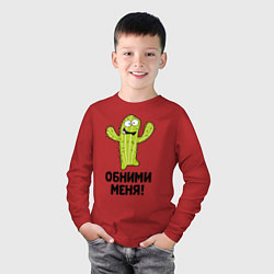 Лонгслив хлопковый детский Кактус обнимашки, цвет: красный — фото 2