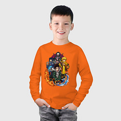 Лонгслив хлопковый детский КЛИНОК, РАССЕКАЮЩИЙ ДЕМОНОВ, цвет: оранжевый — фото 2