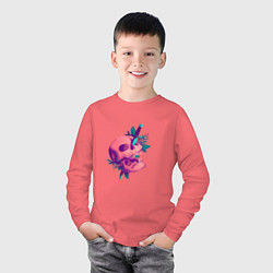 Лонгслив хлопковый детский Череп с кинжалом, цвет: коралловый — фото 2