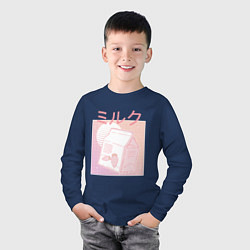 Лонгслив хлопковый детский Vaporwave Strawberry Milk, цвет: тёмно-синий — фото 2