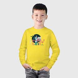 Лонгслив хлопковый детский Ученый, цвет: желтый — фото 2