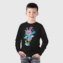 Лонгслив хлопковый детский Заяц на разборках, цвет: черный — фото 2