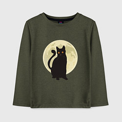 Лонгслив хлопковый детский Moon Cat, цвет: меланж-хаки