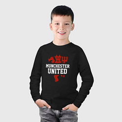 Лонгслив хлопковый детский Manchester United Red Devils, цвет: черный — фото 2