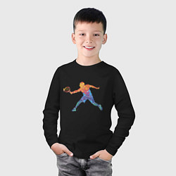 Лонгслив хлопковый детский Tennis player - man, цвет: черный — фото 2