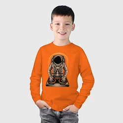 Лонгслив хлопковый детский Космонавт диджей - cosmo DJ, цвет: оранжевый — фото 2