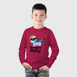Лонгслив хлопковый детский Gangsta pony, цвет: маджента — фото 2