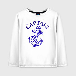 Лонгслив хлопковый детский Капитан бросил якорь, цвет: белый