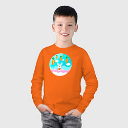 Лонгслив хлопковый детский Зайчик, цвет: оранжевый — фото 2