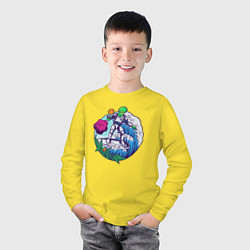 Лонгслив хлопковый детский Пришелец на волне, цвет: желтый — фото 2